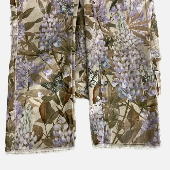 Cambio Paris Easy Kick Print Jeans Lavender Floral Straight Leg Ankle Sz 34 US 2 - Picture 6 of 12
